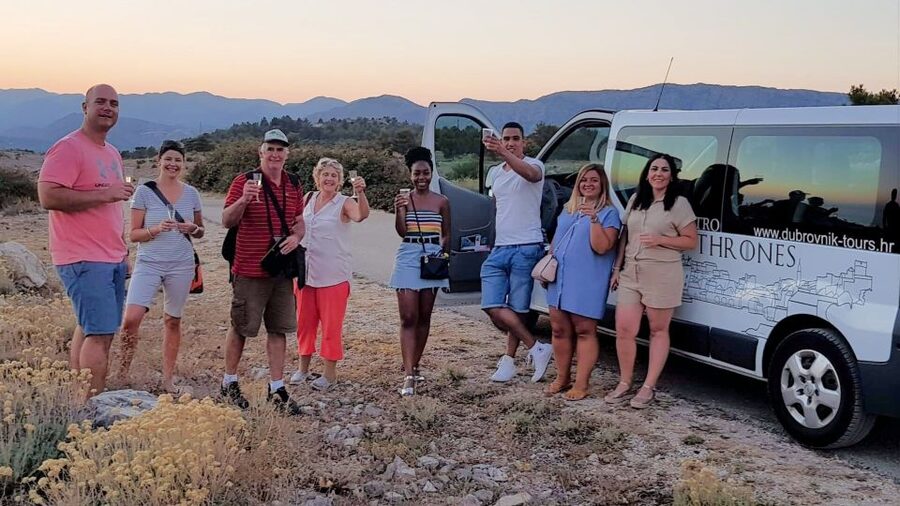 Dubrovnik: Sunset Panorama Tour with Glass of Wine - Croatian wine with the last light