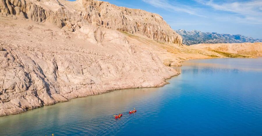 From Metajna/Novalja: Pag Bay Guided Sea Kayaking Tour - Sušac Cape, the first real swim