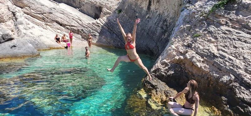 From Split: Blue Cave, Hvar, Mamma Mia, 5 Islands boat Tour - Cruising past the Pakleni Islands