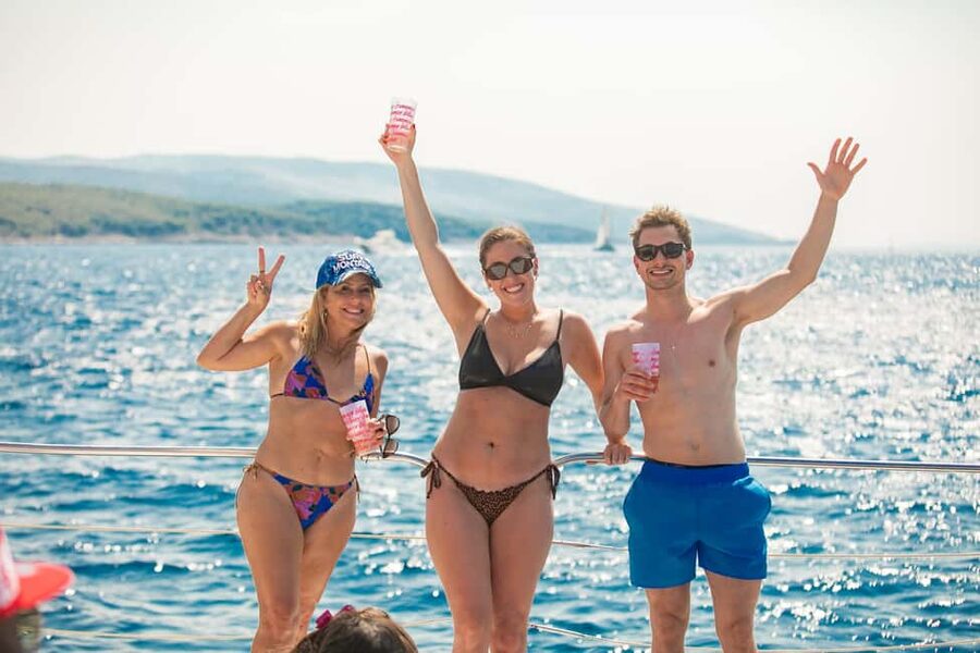 From Split: Catamaran Cruise to Golden Horn & Brač island. - Leaving Split on the Summer Blues
