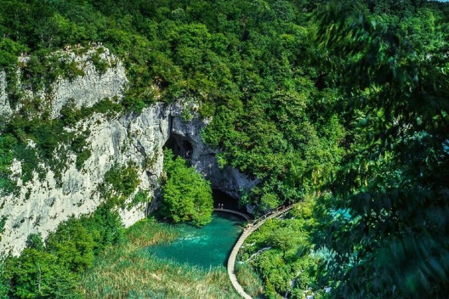 From Split or Trogir: Plitvice Lakes Trip with Entry Ticket - The train ride back through the park