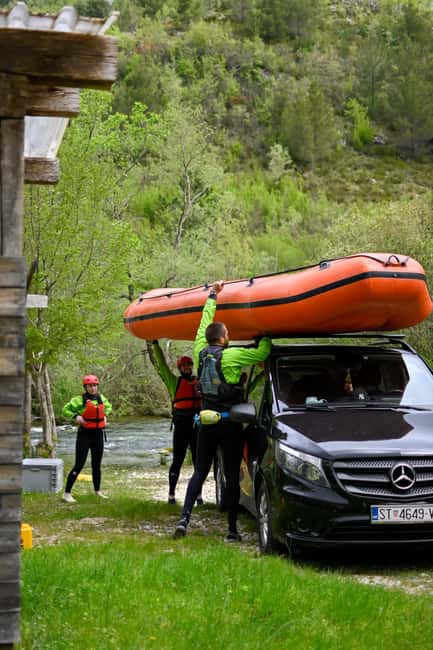 From Split: Rafting, Cave exploring, Cliff jumping w/ Picnic - Getting equipped beside the Cetina