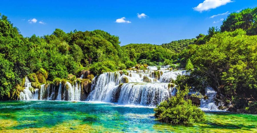 From Split & Trogir: Krka Waterfalls Day Tour with Boat Ride - Two hours in Skradin
