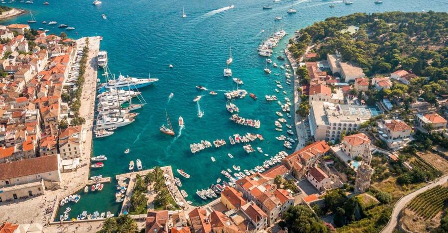 From Trogir/ Split: Hvar & Pakleni Islands Private Boat Tour - Milna: coffee in a Brac fishing village