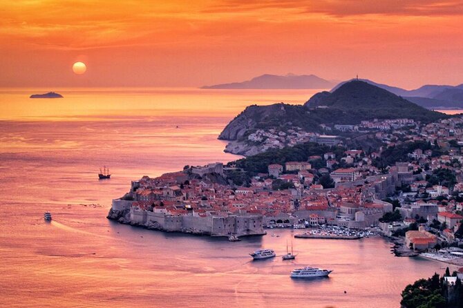 Golden hour SUNSET CRUISE from Dubrovnik Old Town - Lokrum Island as the light fades