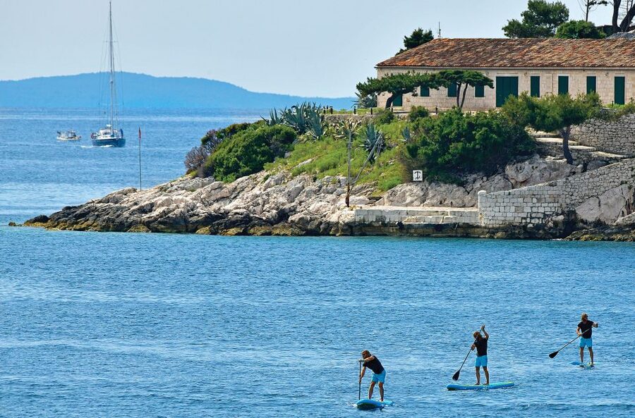 Hvar: Stand Up Paddle Board Rental - Reaching the nearby cliffs