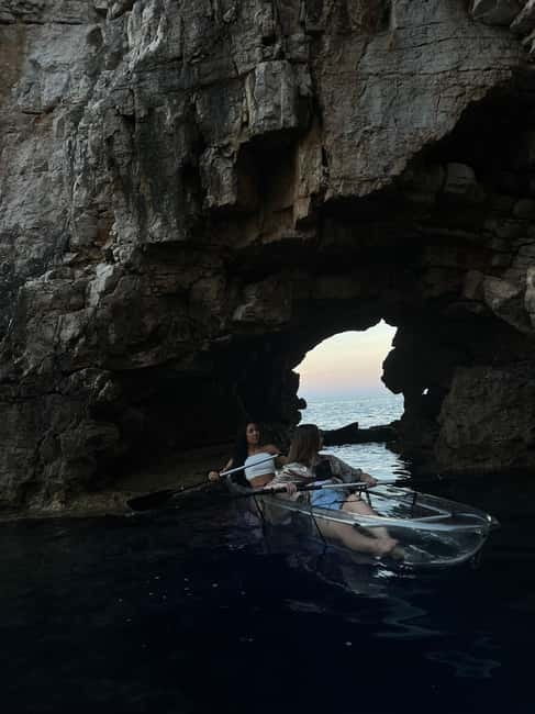 Pula: Sunset/Night Illuminated Transparent Kayak Tour - Inside the sea canyon