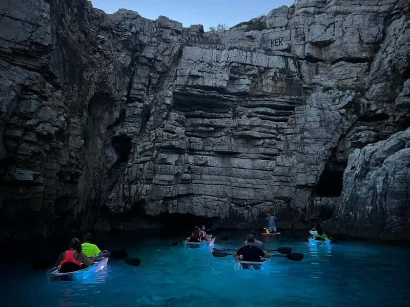 Pula: Sunset/Night Illuminated Transparent Kayak Tour - Photos and video without carrying a camera