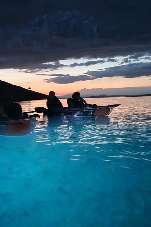 Rab: Night adventures illuminated transparent kayaks - Meeting at sandy Mel Beach in Lopar