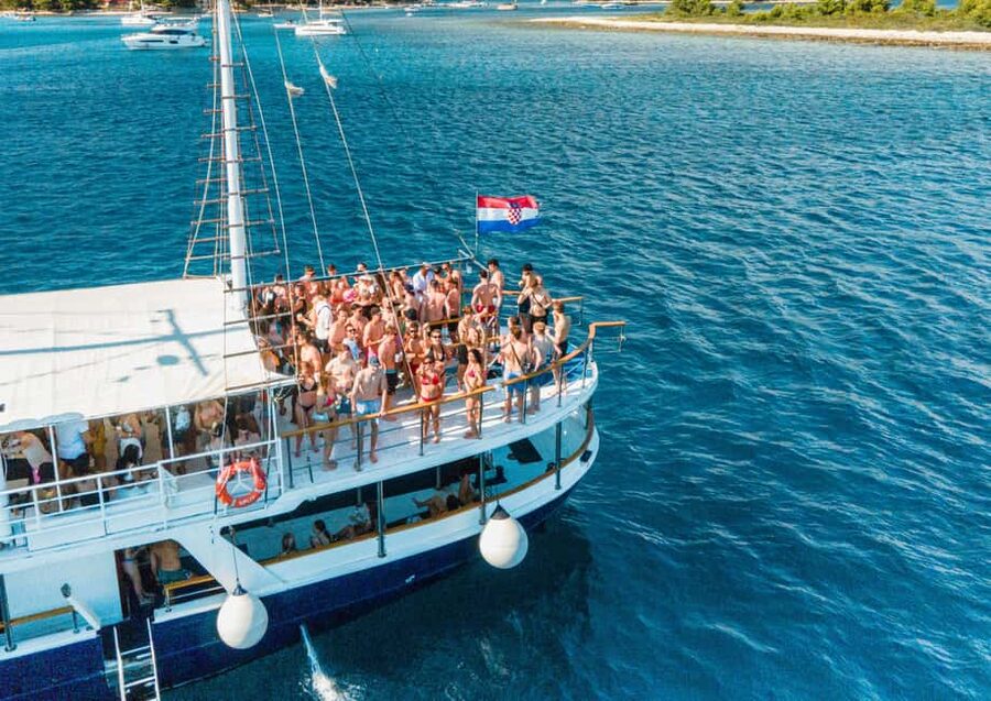 Split: Blue Lagoon Boat Party with Slide, Dj and After Party - The boat, DJs, slide, and deck space