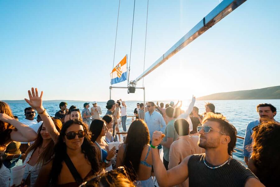Split: Blue Lagoon Boat Party with Slide, Dj and After Party - The first 30-minute swim stop