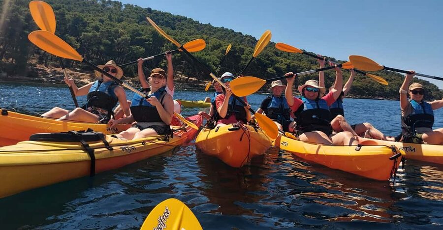 Split: Guided Sea Kayaking Tour with Snorkeling - A sea-level view of Marjan Hill