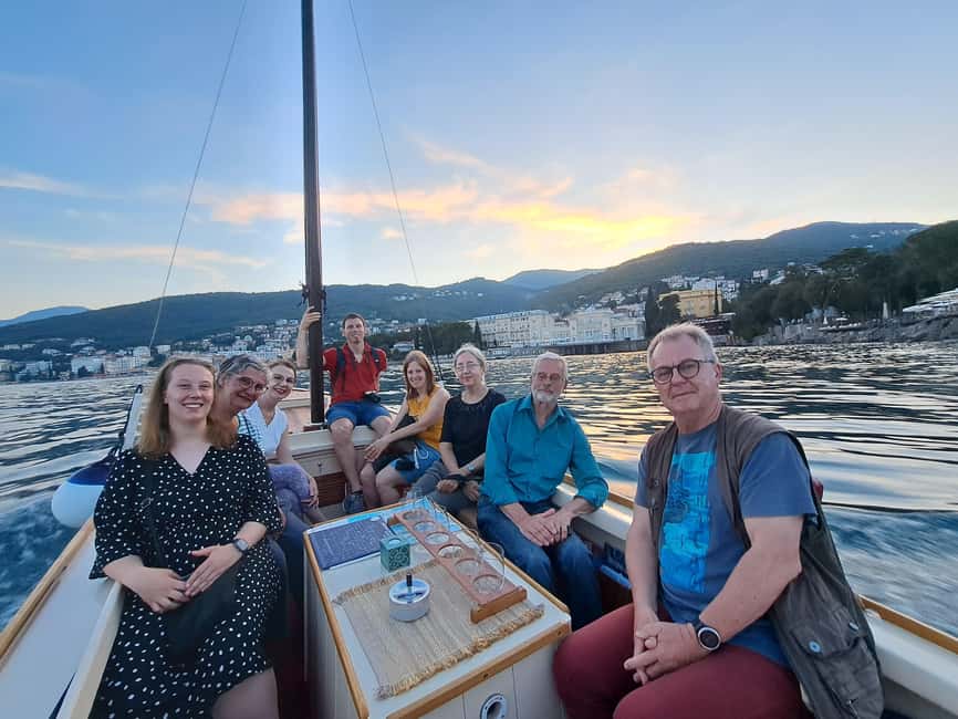 Sunset or Swim Ride Opatija on Madonnina Boat Tour - Starting in Opatija with a glass of Malvazija