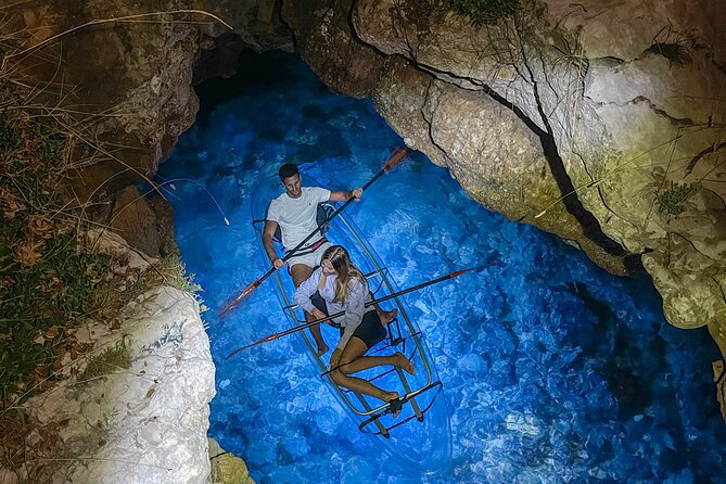 Transparent Kayak Night Glow Experience from Pula - Looking through the glowing hull at 4 to 8 meters